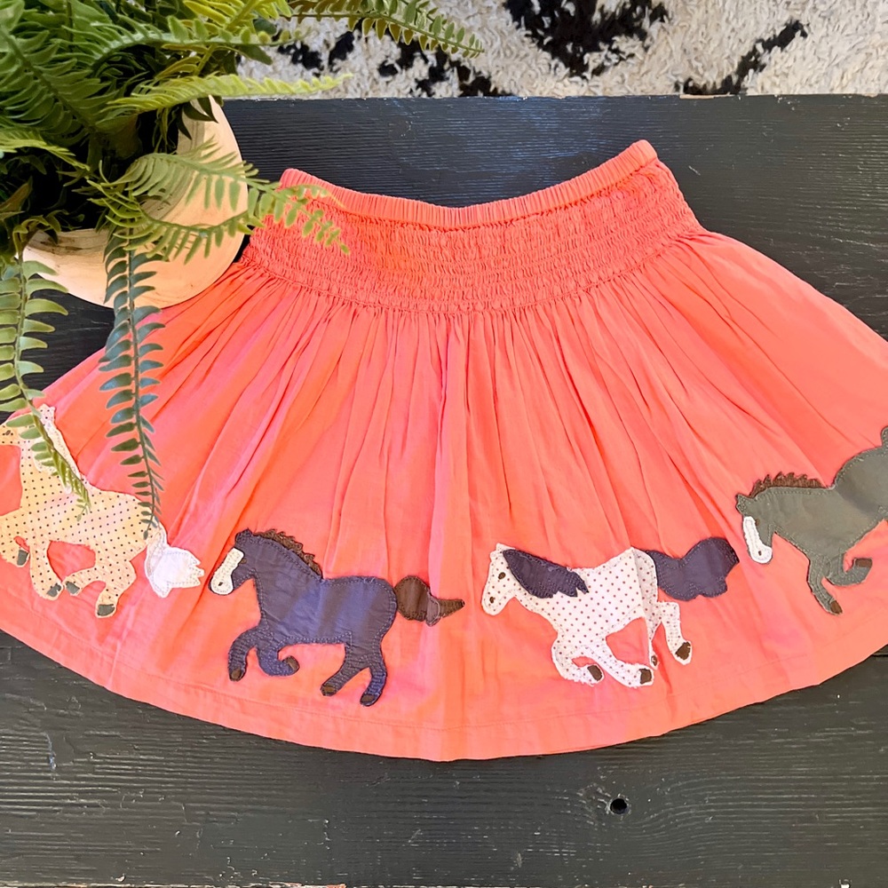 Mini Boden Coral Twirl Horse Appliqué Skirt M 7/8 - Picture 5 of 13